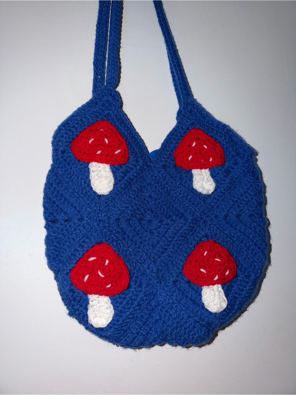 Handmade Crochet Mushroom Bag 🍄💙